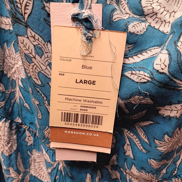 NWT Monsoon ARTISAN STUDIO Woodblock Print Skirt Blue - Picture 10 of 14